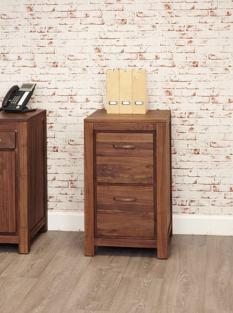Baumhaus Mayan Walnut Two Drawer Filing Cabinet - CWC07A - Price Crash Furniture