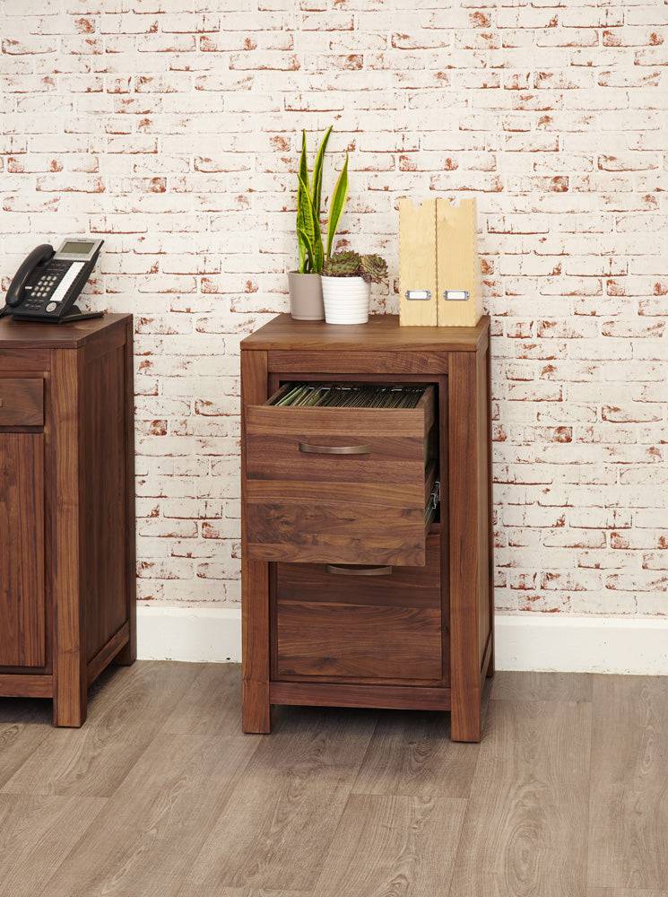 Baumhaus Mayan Walnut Two Drawer Filing Cabinet - CWC07A - Price Crash Furniture