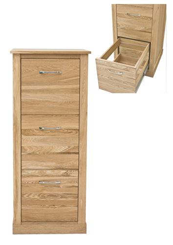 Baumhaus Mobel Oak 3 Drawer Filing Cabinet - Price Crash Furniture