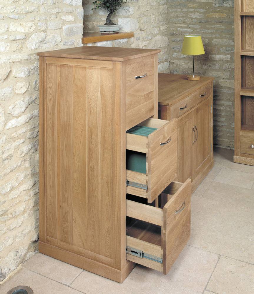 Baumhaus Mobel Oak 3 Drawer Filing Cabinet - Price Crash Furniture