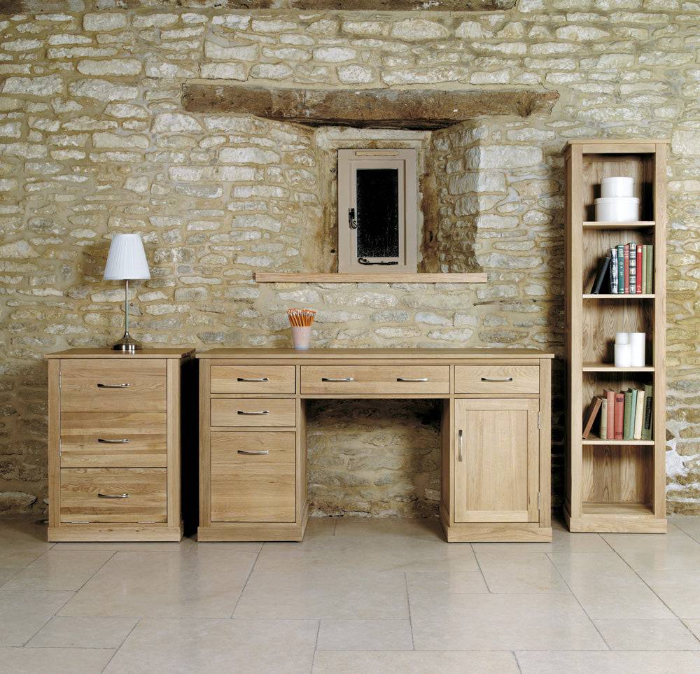 Baumhaus Mobel Oak Large Hidden Office Twin Pedestal Desk - COR06D - Price Crash Furniture