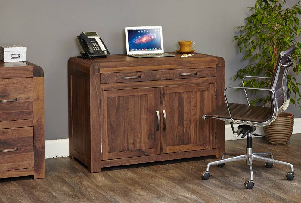 Baumhaus Shiro Walnut Hidden Home Office - CDR06A - Price Crash Furniture