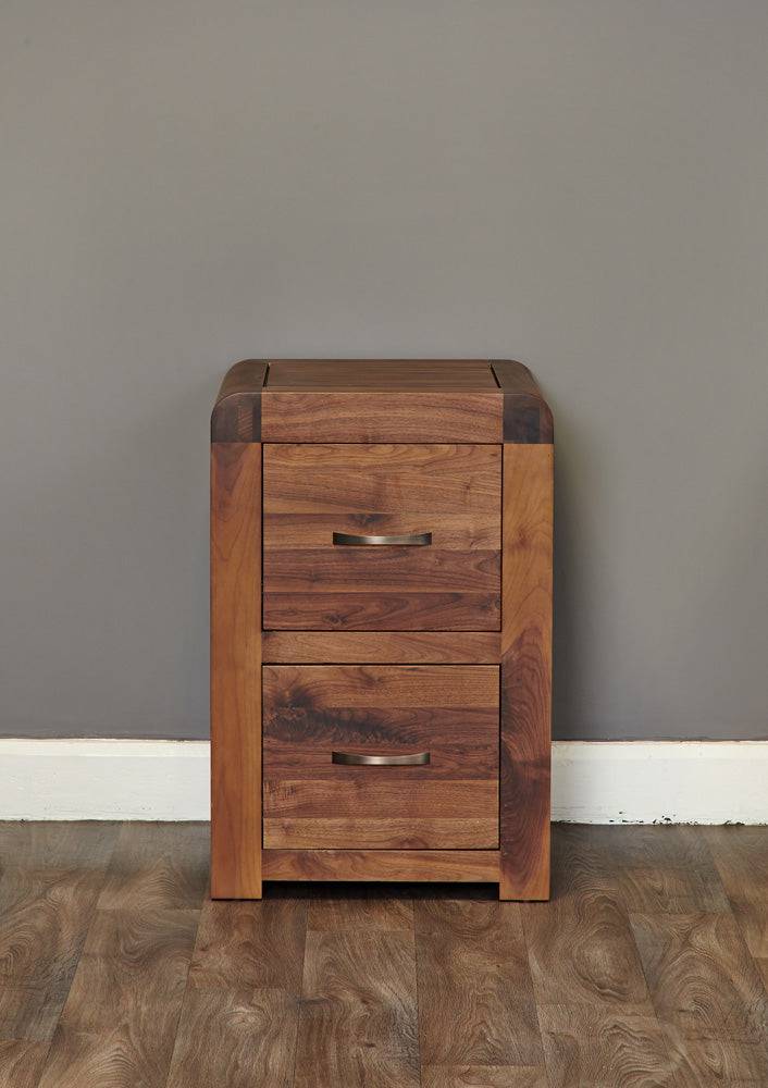 Baumhaus Shiro Walnut Two Drawer Filing Cabinet - Price Crash Furniture