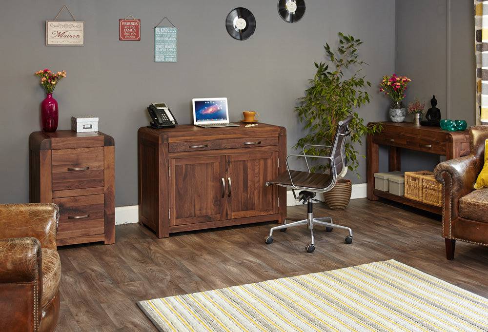 Baumhaus Shiro Walnut Two Drawer Filing Cabinet - Price Crash Furniture