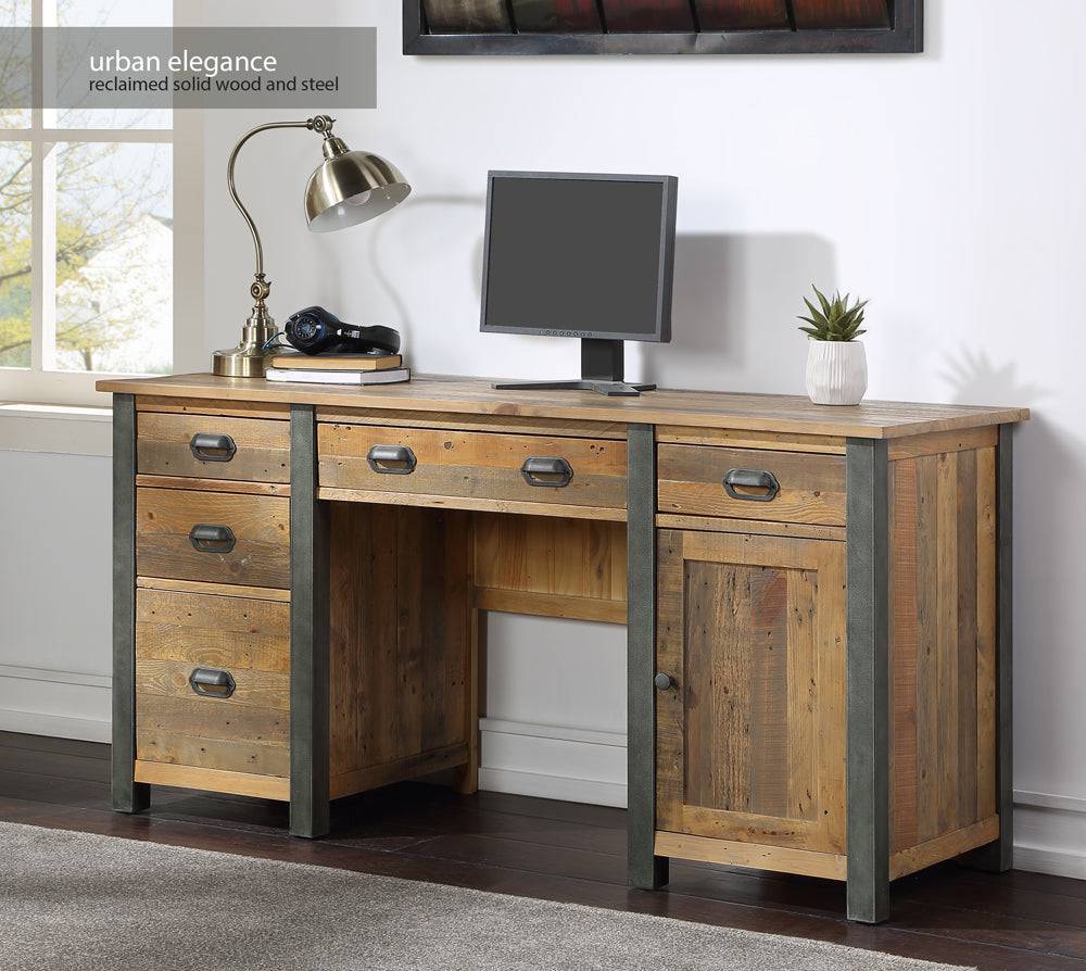 Baumhaus Urban Elegance - Reclaimed Twin Pedestal Home Office Desk - Price Crash Furniture
