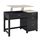 Carver Sit or Stand Lift Top Desk in Black and Weathered Oak by Dorel - Price Crash Furniture