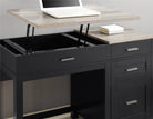 Carver Sit or Stand Lift Top Desk in Black and Weathered Oak by Dorel - Price Crash Furniture