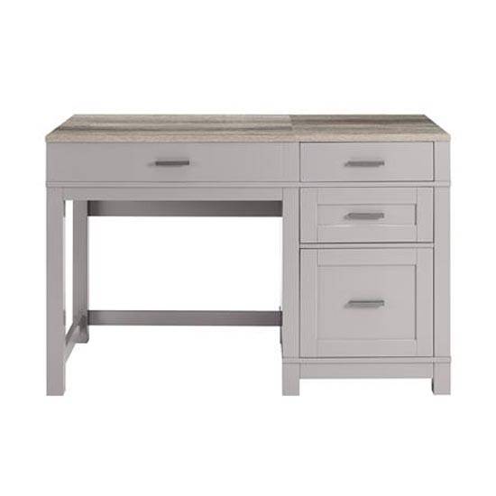 Carver Sit or Stand Lift Top Desk in Grey and Weathered Oak by Dorel - Price Crash Furniture