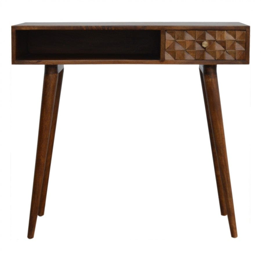 Chestnut Diamond Carved Writing & Laptop Desk - Price Crash Furniture