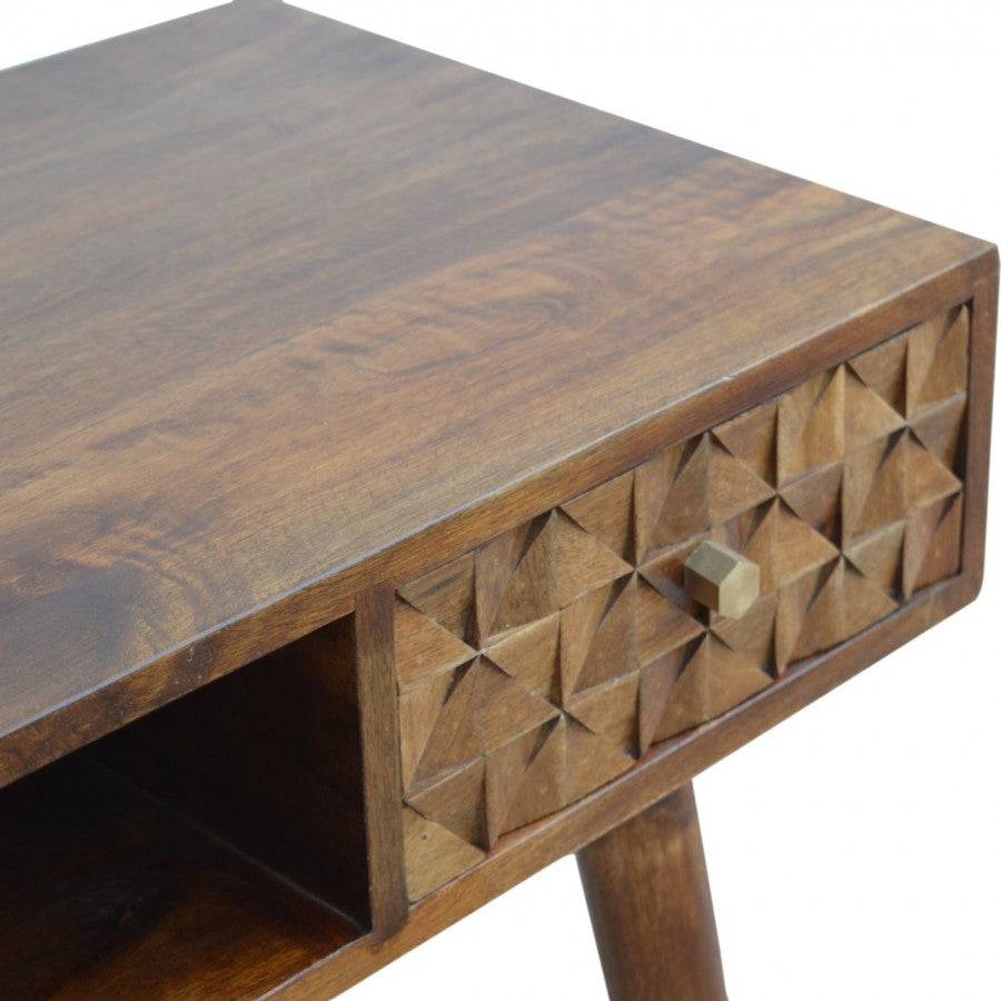 Chestnut Diamond Carved Writing & Laptop Desk - Price Crash Furniture