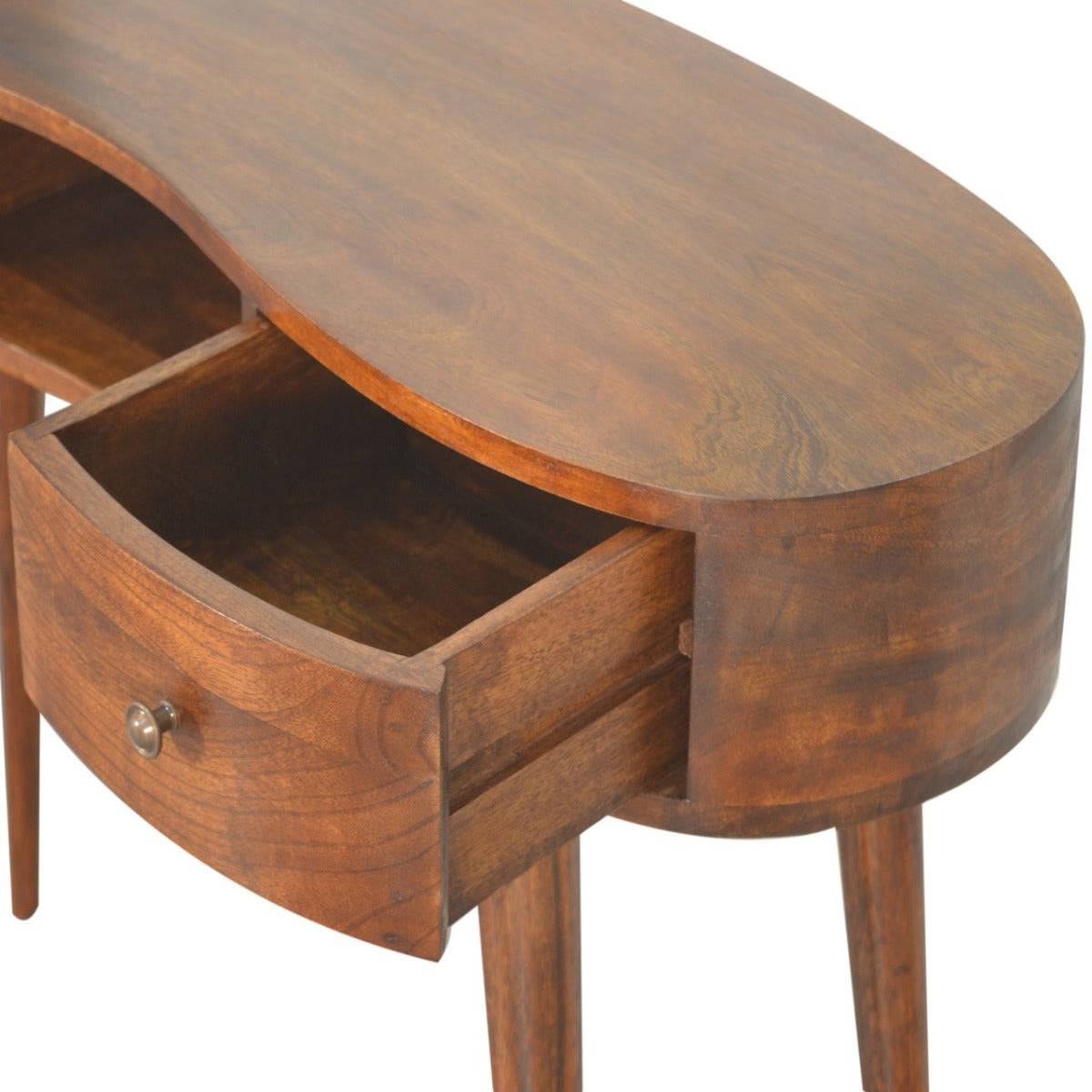 Chestnut Wave Writing Desk with 2 Drawers - Price Crash Furniture