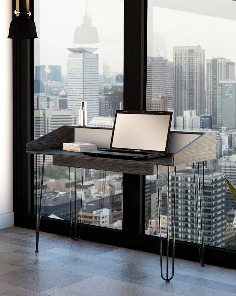 Core Dallas Home Office Desk in Carbon Grey Oak Effect - Price Crash Furniture