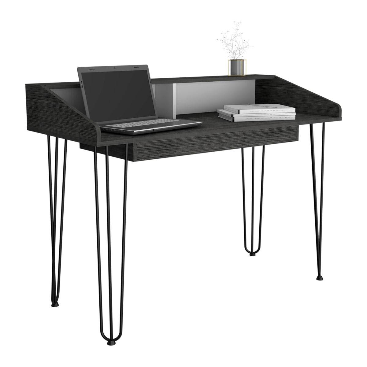 Core Dallas Home Office Desk in Carbon Grey Oak Effect - Price Crash Furniture