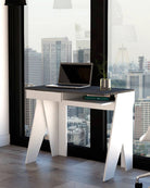 Core Dallas Home Office Desk in White & Carbon Grey Oak - Price Crash Furniture