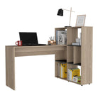 Core Harvard Corner Desk with Bookcase in Grey & Washed Oak Effect - Price Crash Furniture