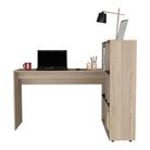 Core Harvard Corner Desk with Bookcase in Grey & Washed Oak Effect - Price Crash Furniture