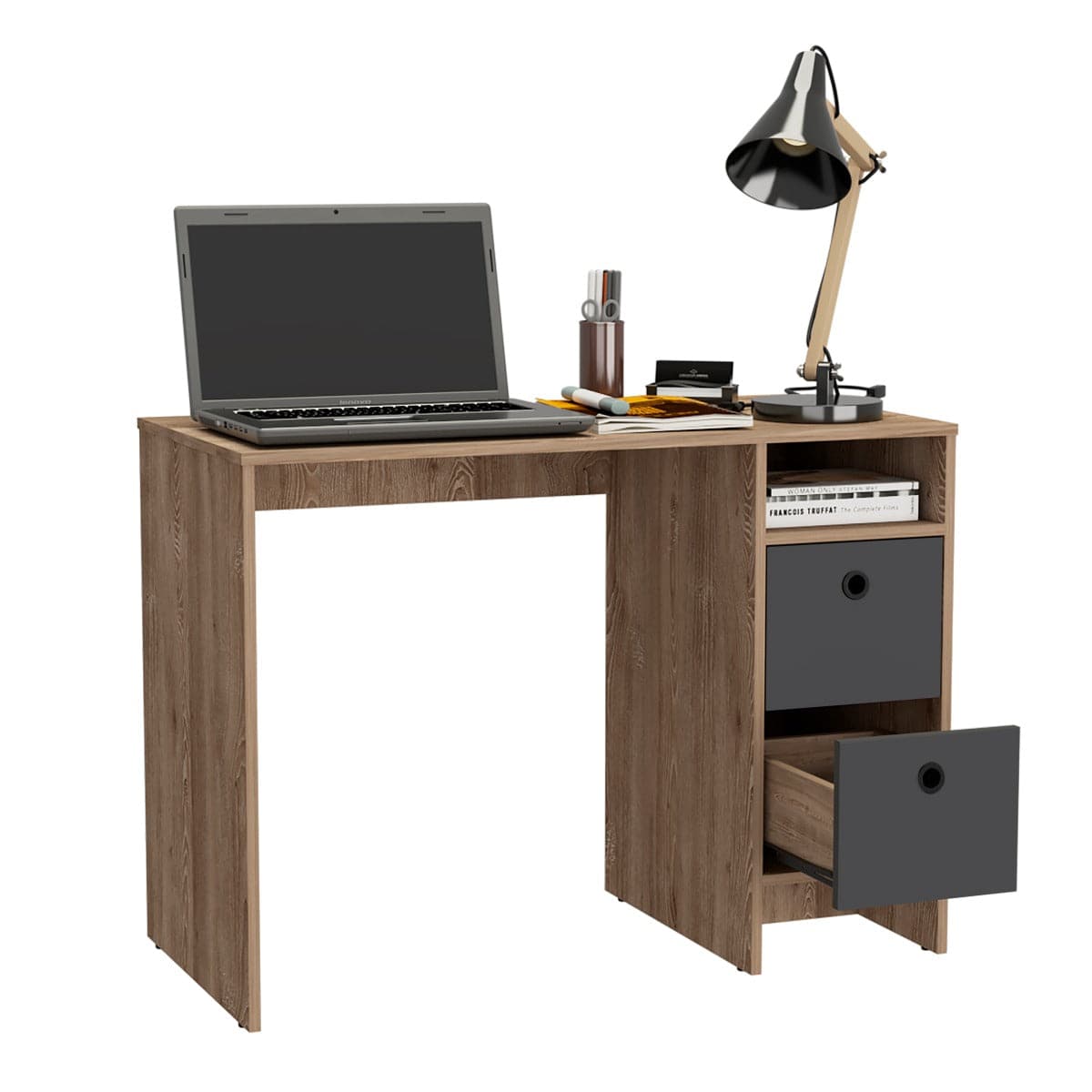 Core Vegas Bleached Oak Effect 2 Drawer Laptop Desk - Price Crash Furniture