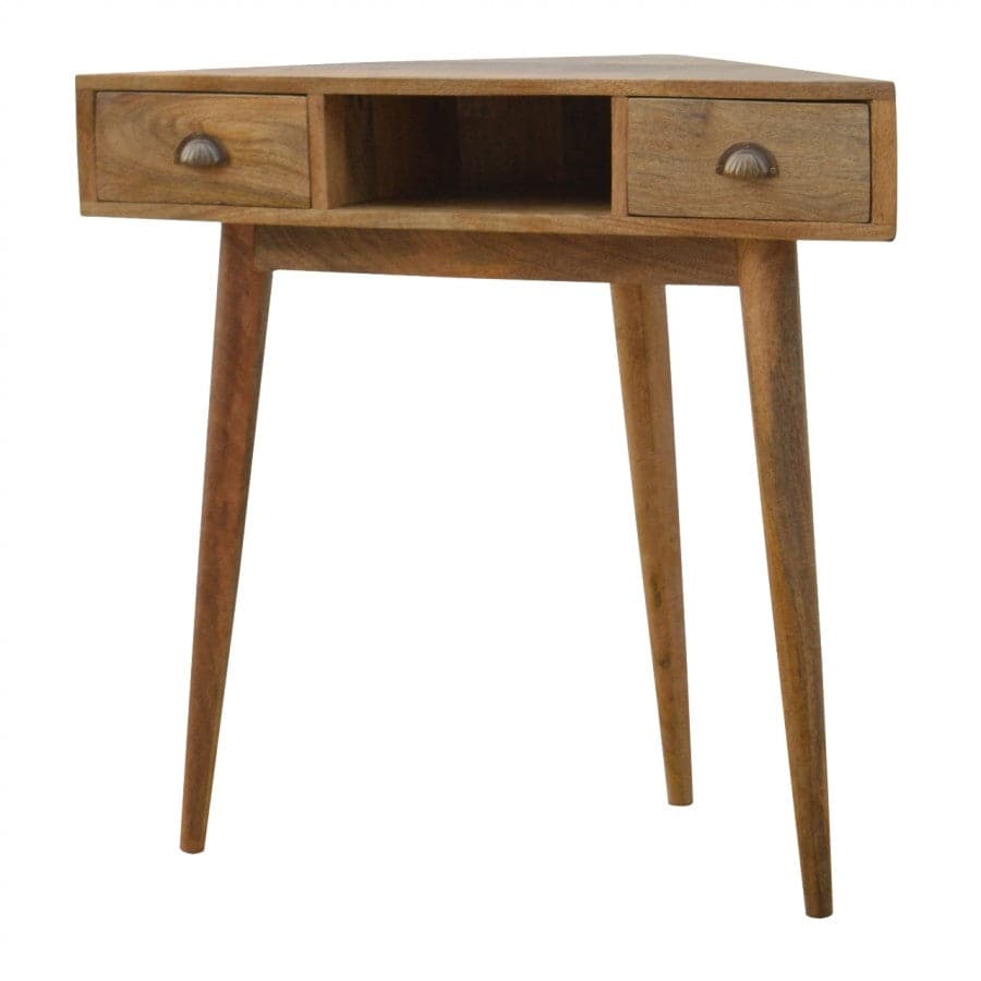 Corner Writing Desk With 2 Drawers And Open Slot - Price Crash Furniture
