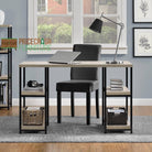 Elmwood Double Pedestal Laptop Desk in Distressed Grey Oak by Dorel - Price Crash Furniture