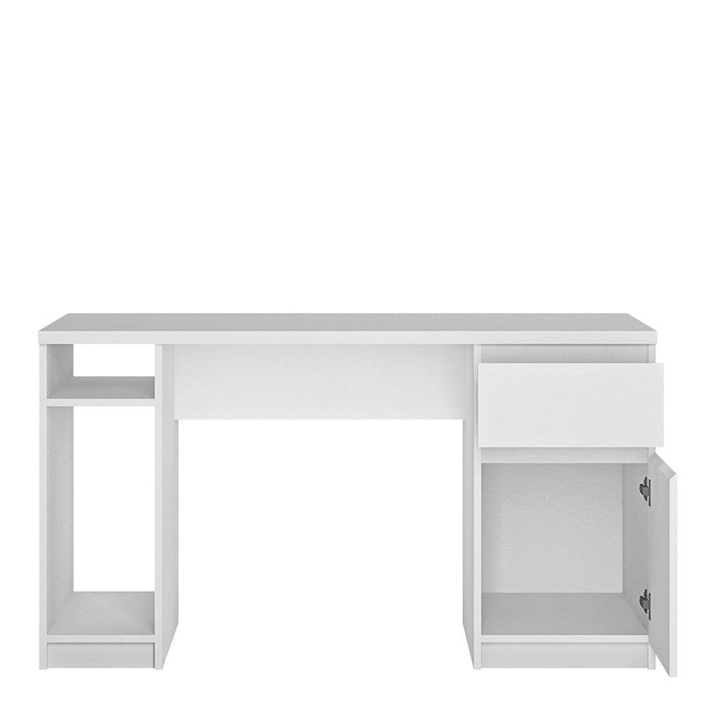 Fribo 1 Door 1 Drawer Twin Pedestal Desk in Alpine White - Price Crash Furniture