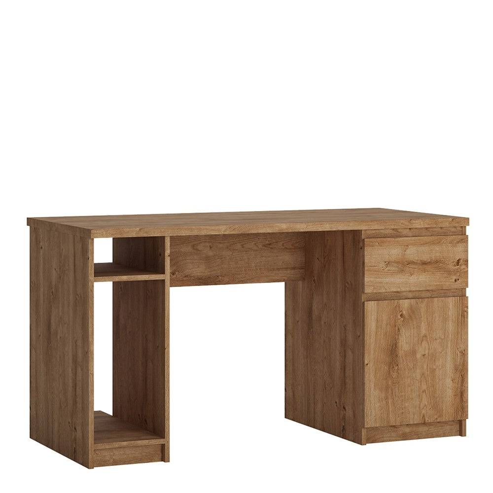 Fribo 1 Door 1 Drawer Twin Pedestal Desk in Golden Oak - Price Crash Furniture