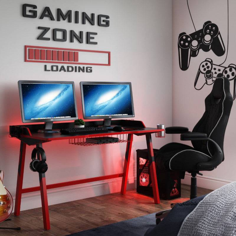Fuego Gaming Desk in Red and Black by Alphason - Price Crash Furniture