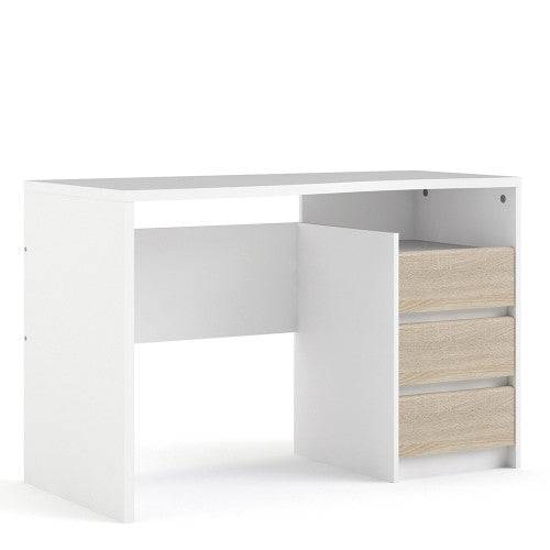 Function Plus 3 Drawer Desk in White & Oak - Price Crash Furniture