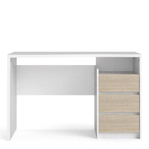 Function Plus 3 Drawer Desk in White & Oak - Price Crash Furniture