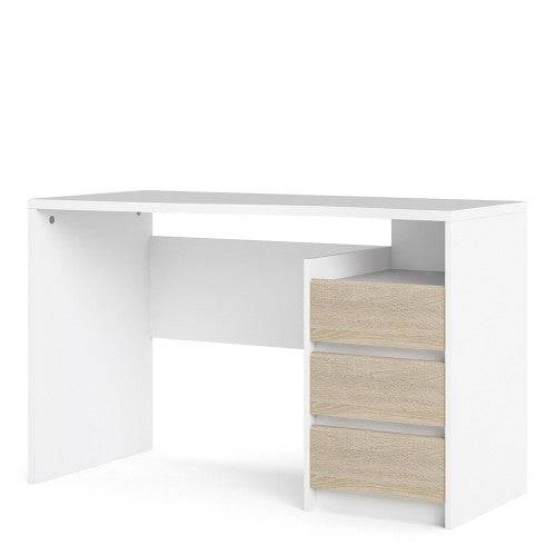 Function Plus 3 Drawer Desk in White & Oak - Price Crash Furniture