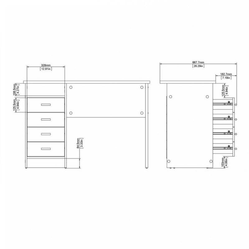 Function Plus 4 Drawer Desk in Oak - Price Crash Furniture