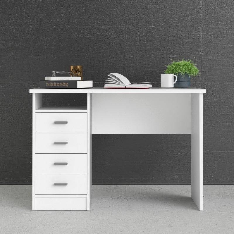 Function Plus 4 Drawer Desk in White - Price Crash Furniture