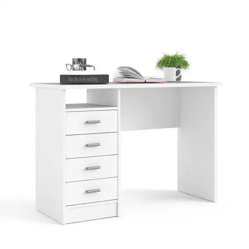 Function Plus 4 Drawer Desk in White - Price Crash Furniture