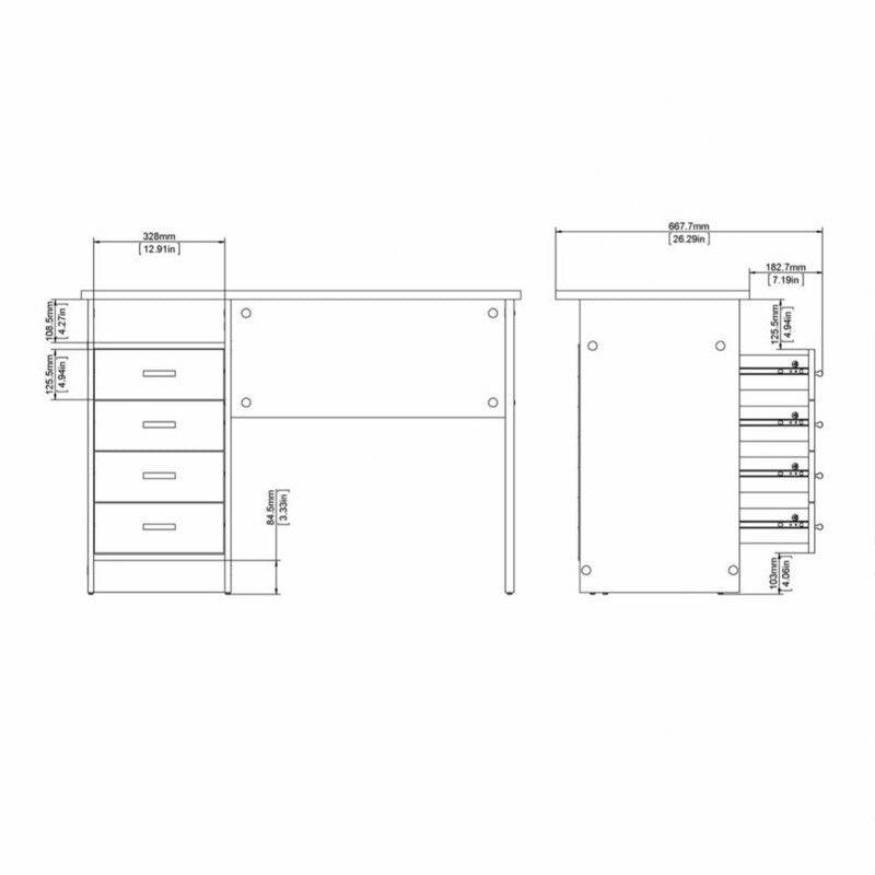 Function Plus 4 Drawer Desk in White - Price Crash Furniture