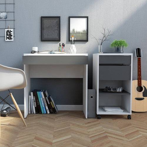 Function Plus Compact Desk in White & Grey - Price Crash Furniture