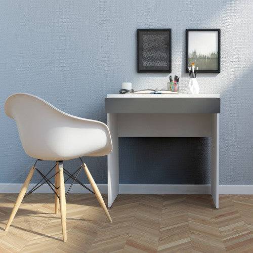 Function Plus Compact Desk in White & Grey - Price Crash Furniture