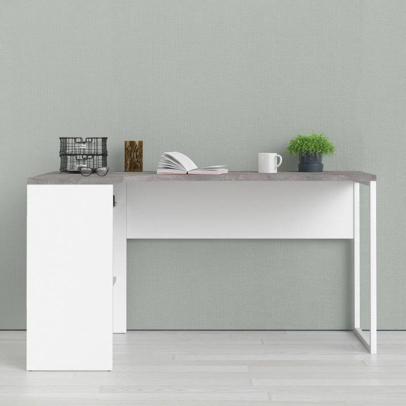 Function Plus Corner Desk 2 Drawers in White and Grey - Price Crash Furniture