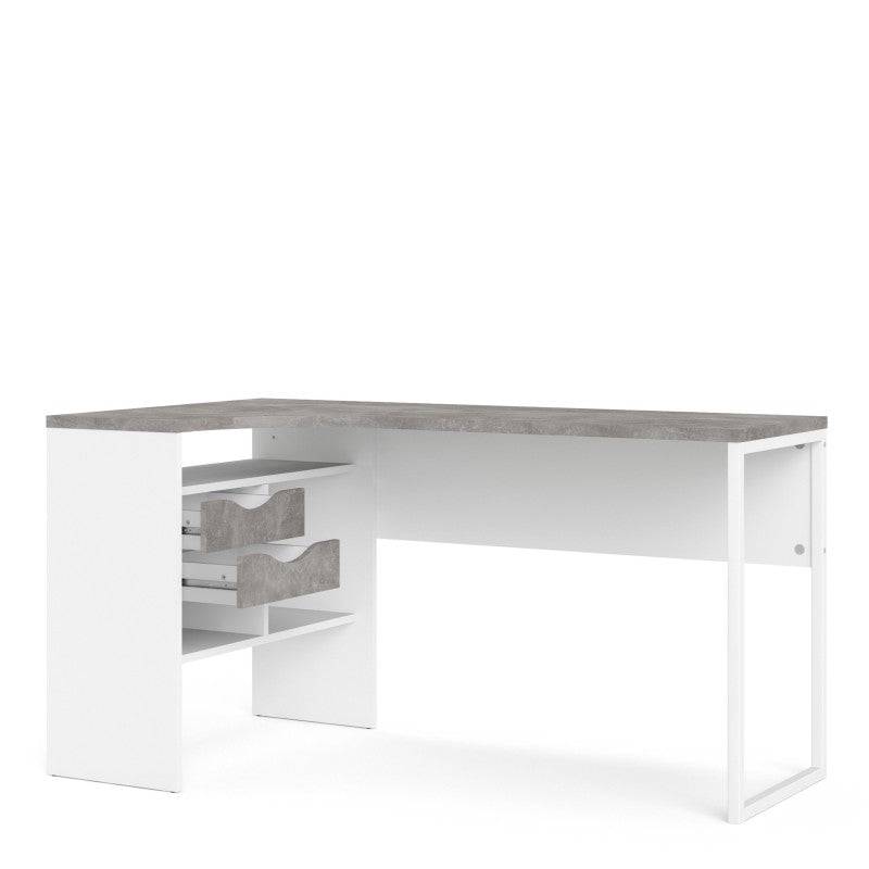 Function Plus Corner Desk 2 Drawers in White and Grey - Price Crash Furniture