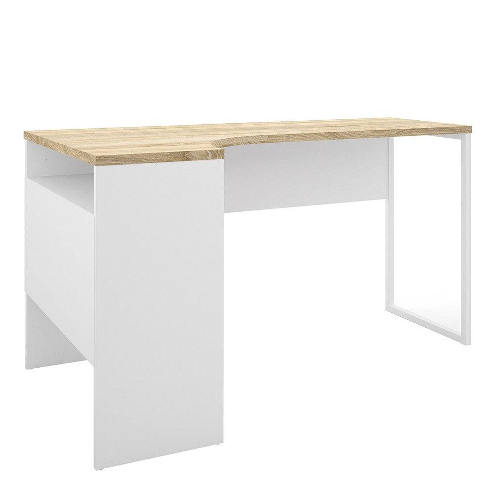 Function Plus Corner Desk 2 Drawers in White and Oak - Price Crash Furniture