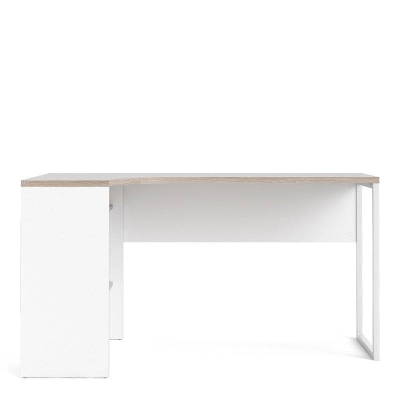 Function Plus Corner Desk 2 Drawers in White and Truffle Oak - Price Crash Furniture