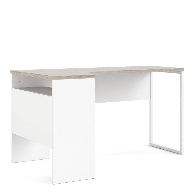 Function Plus Corner Desk 2 Drawers in White and Truffle Oak - Price Crash Furniture