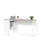 Function Plus Corner Desk 2 Drawers in White and Truffle Oak - Price Crash Furniture