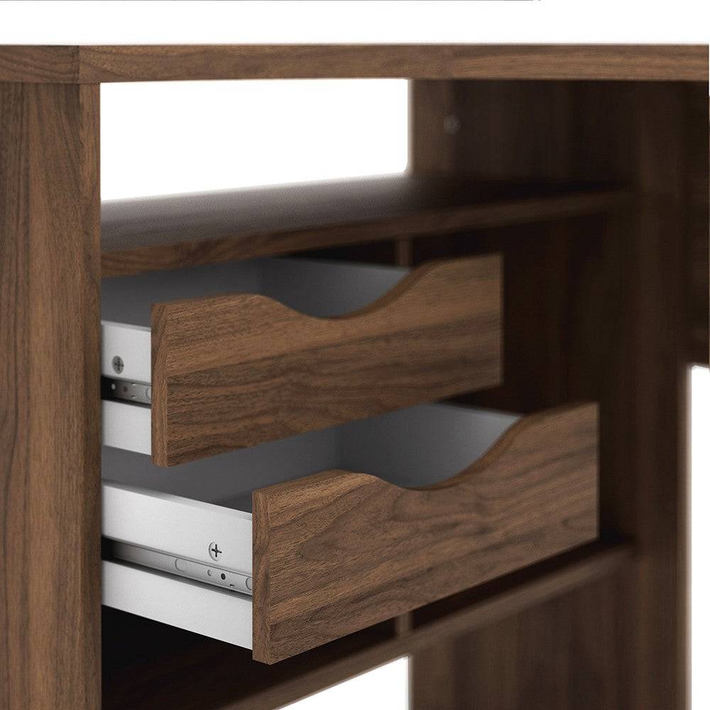 Function Plus Corner Desk with 2 Drawers in Walnut - Price Crash Furniture