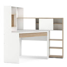 Function Plus Corner Desk with multi-functional unit In White and Oak - Price Crash Furniture