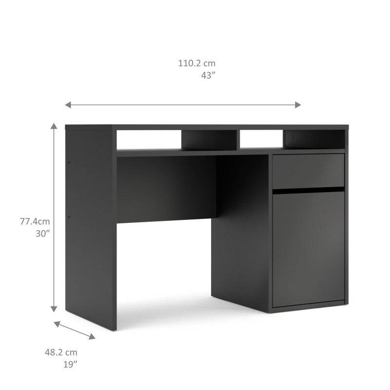 Function Plus Desk 1 Door 1 Drawer in Black - Price Crash Furniture