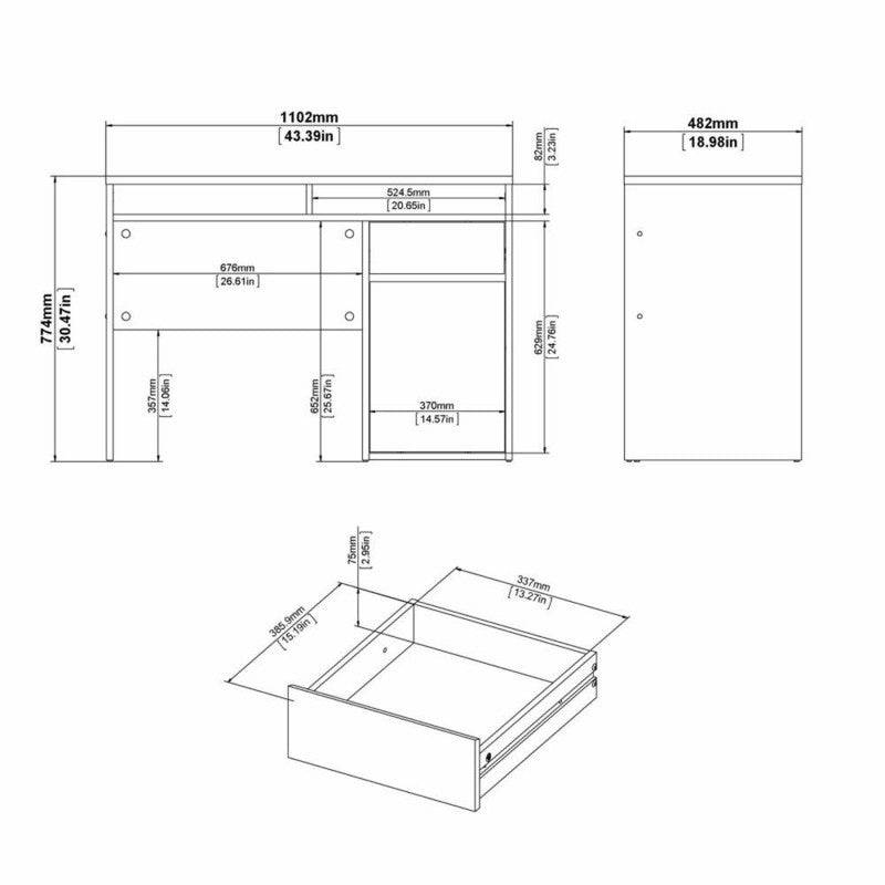 Function Plus Desk 1 Door 1 Drawer in Jackson Hickory Oak - Price Crash Furniture