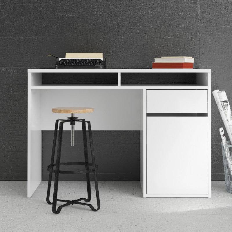 Function Plus Desk 1 Door 1 Drawer in White - Price Crash Furniture