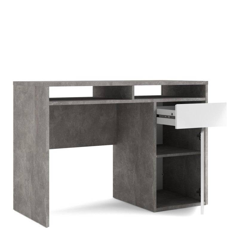 Function Plus Desk 1 Door 1 Drawer in White and Grey - Price Crash Furniture