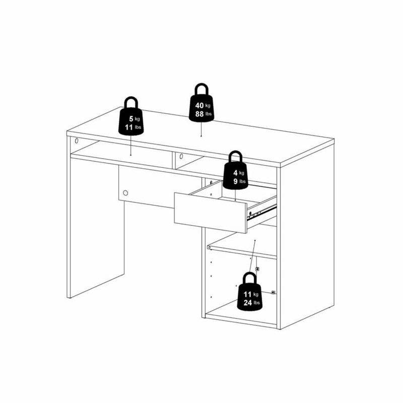 Function Plus Desk 1 Door 1 Drawer in White and Grey - Price Crash Furniture