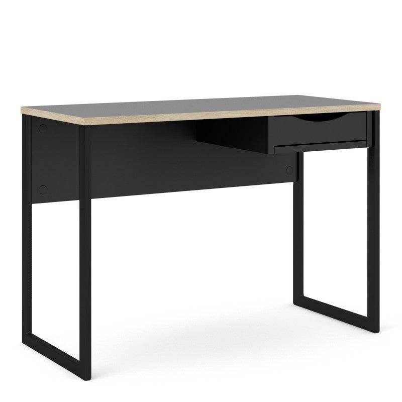 Function Plus Desk 1 Drawer in Black with Oak Trim - Price Crash Furniture