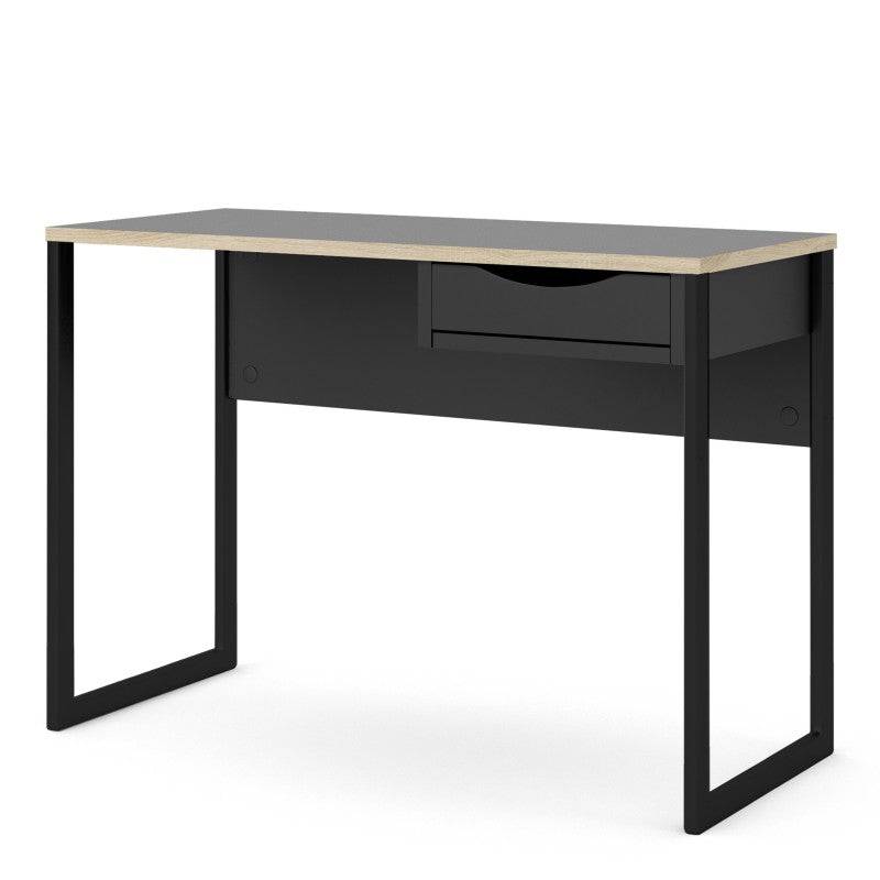 Function Plus Desk 1 Drawer in Black with Oak Trim - Price Crash Furniture